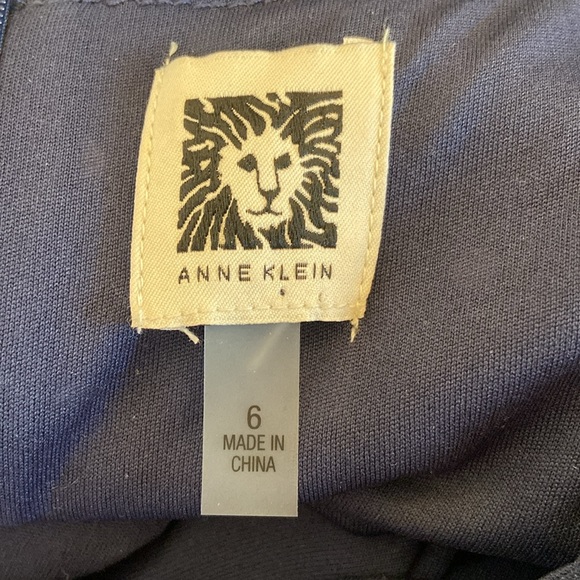 Navy White Polka Dot Anne Klein Dress Size 6 Short Sleeve Side Tie - Picture 9 of 9